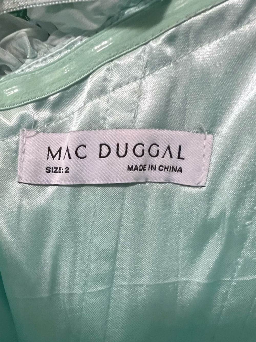 Mac Duggal Mint Green Off-Shoulder Ruffled Maxi Gown - Picture 6 of 8